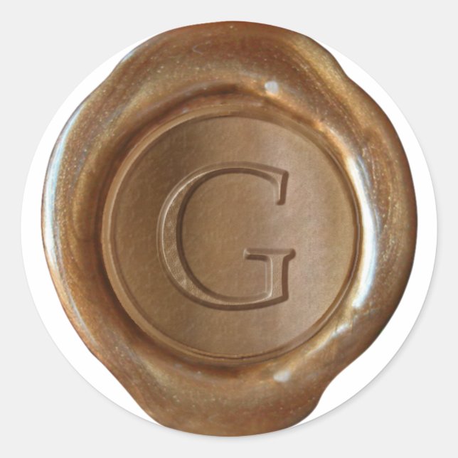 Adesivo Monograma de fecho de cera - Cobre - Serif G - (Frente)