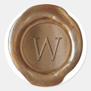 Adesivo Monograma de fecho de cera - Cobre - Serif W -