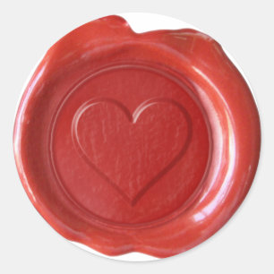 Adesivo Monograma de fecho de cera - Coração Vermelho -