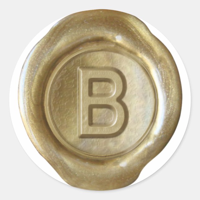 Adesivo Monograma de fecho de cera - Dourado - B em negrit (Frente)