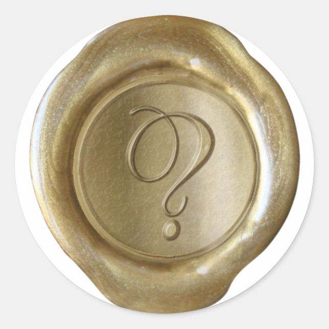 Adesivo Monograma de fecho de cera - Dourado - Script ?- (Frente)