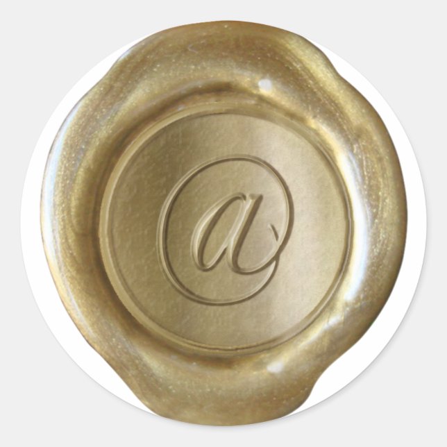 Adesivo Monograma de fecho de cera - Dourado - Script @ - (Frente)
