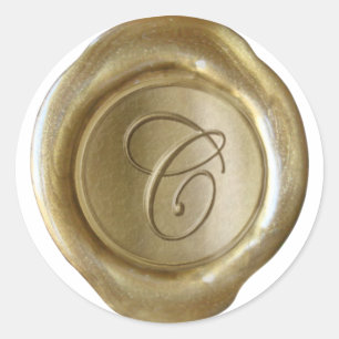 Adesivo Monograma de fecho de cera - Dourado - Script C -