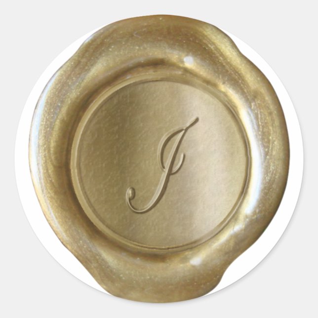 Adesivo Monograma de fecho de cera - Dourado - Script I - (Frente)