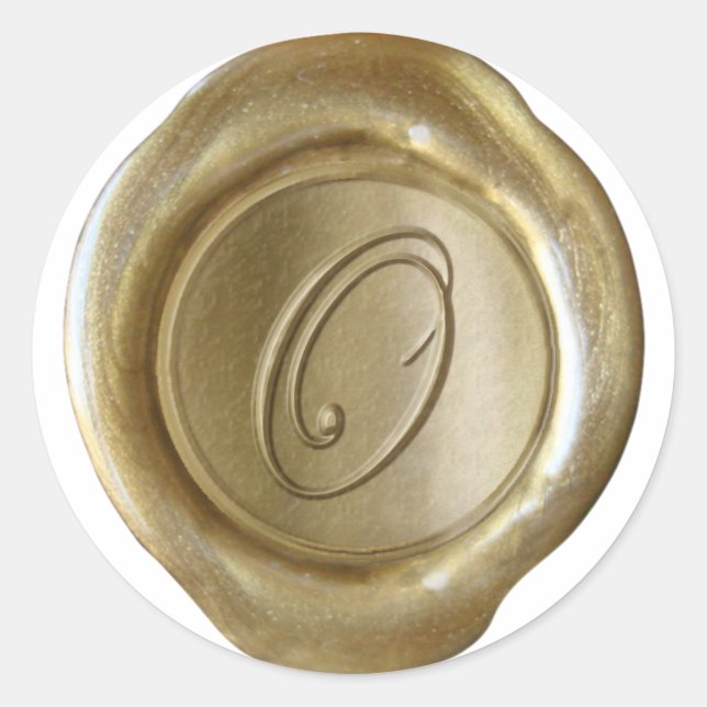 Adesivo Monograma de fecho de cera - Dourado - Script O - (Frente)