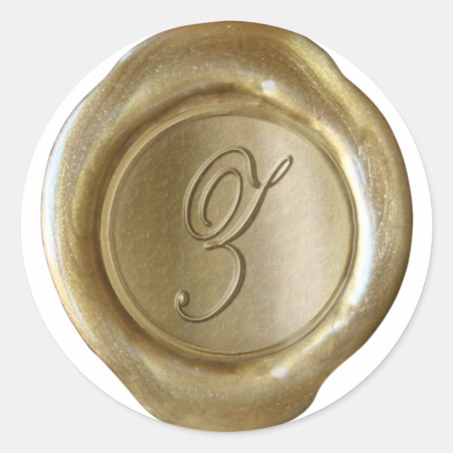 Adesivo Monograma de fecho de cera - Dourado - Script Z - (Frente)