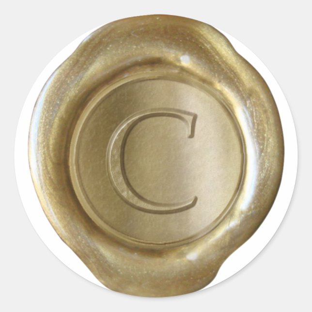 Adesivo Monograma de fecho de cera - Dourado - Série C - (Frente)