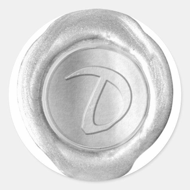 Adesivo Monograma de fecho de cera - Prata - Estilo Artíst (Frente)