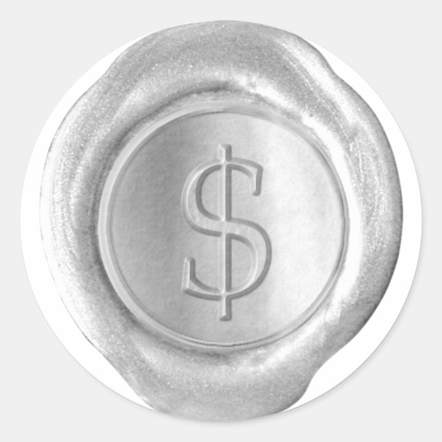 Adesivo Monograma de Fecho de Cera - Prata - Sério $ - (Frente)