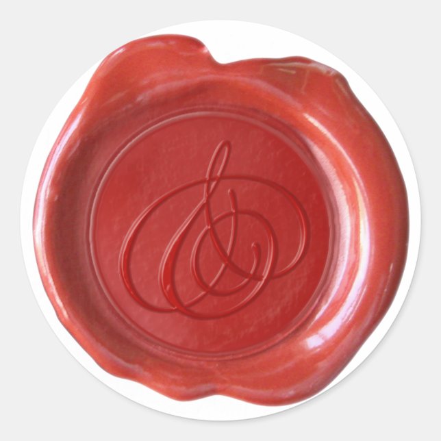 Adesivo Monograma de fecho de cera - Vermelho - Script & - (Frente)