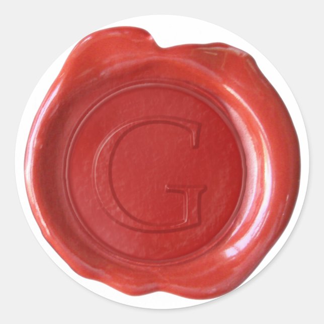 Adesivo Monograma de fecho de cera - Vermelho - Serif G - (Frente)