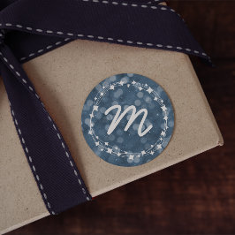 Adesivo Monograma de Feriado Noturno de Neve