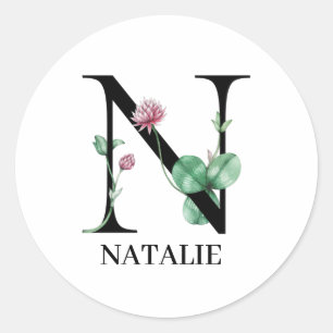 Adesivo Monograma de Floral Alfabeto Personalizado N