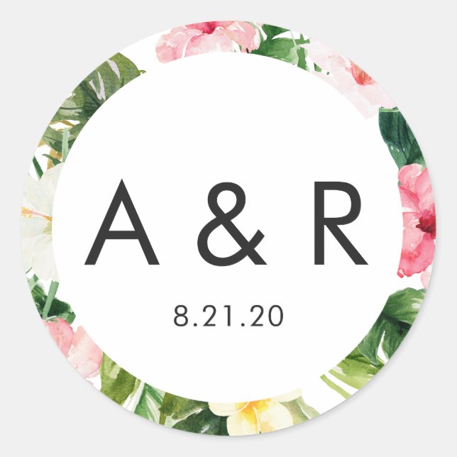 Adesivo Monograma De Folhas Tropicais Obrigado Por Favor D (Frente)