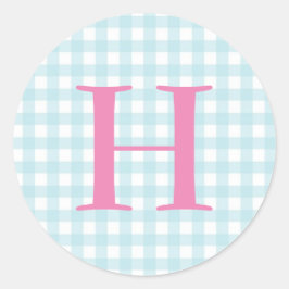 Adesivo Monograma de Gingham Azul