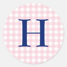 Adesivo Monograma de Gingham Rosa