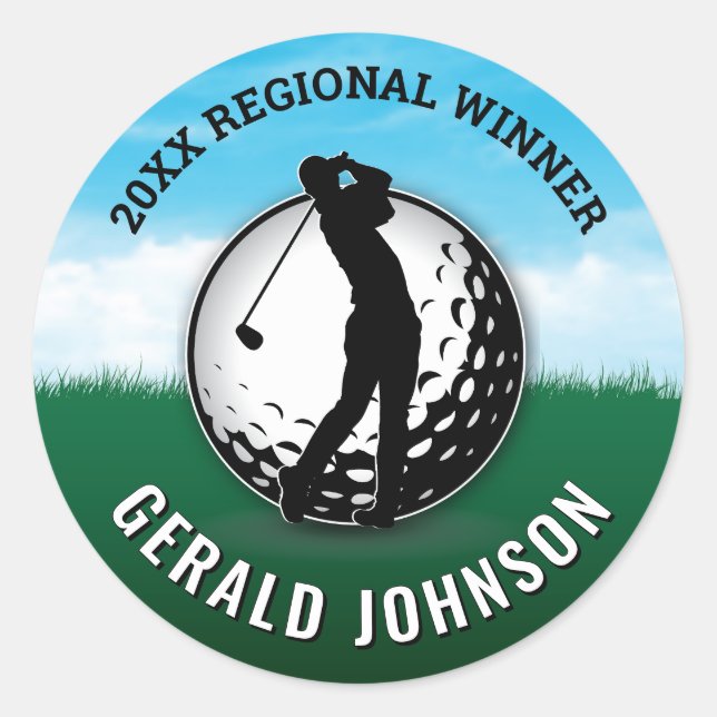 Adesivo Monograma de Golfe de Homens Personalizados Minima (Frente)