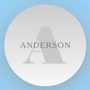 Adesivo Monograma de Gradação de Cinzas de Prata Falsa Ele