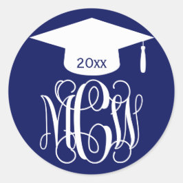 Adesivo Monograma de Graduação Navy Wt Vine Script DIY BG