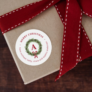 Adesivo Monograma de Grinalda de Pinheiro Feliz Natal