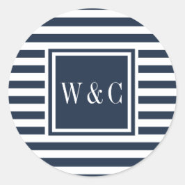 Adesivo Monograma de iniciais modernas listras azuis e bra