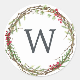 Adesivo Monograma de inverno Berries Wreath de inverno