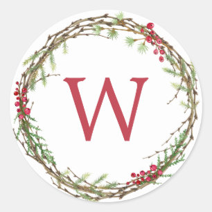 Adesivo Monograma de inverno Berries Wreath de inverno