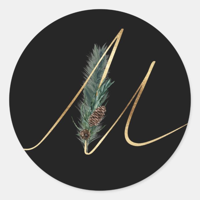 Adesivo monograma de inverno letra de natal M (Frente)