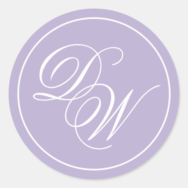Adesivo Monograma de Lavanda 2 iniciais Roxo Branco Script (Frente)