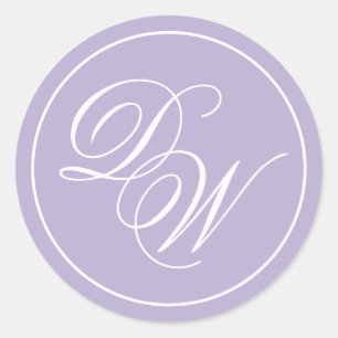 Adesivo Monograma de Lavanda 2 iniciais Roxo Branco Script