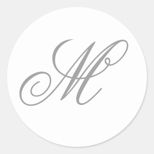 Adesivo Monograma de Letra Cursiva Cinza Rebuscada (Frente)