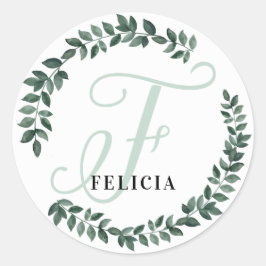 Adesivo Monograma de Letra F Nome Personalizado Botânico M