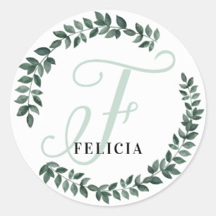 Adesivo Monograma de Letra F Nome Personalizado Botânico M