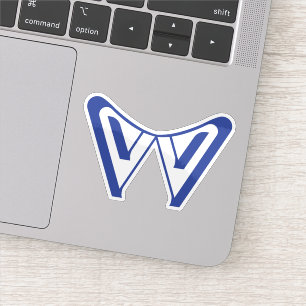 Adesivo Monograma de Letra W Minimalista e Moderno Azul