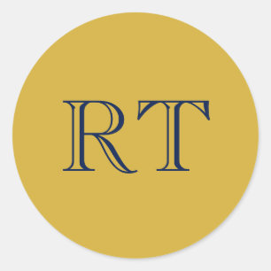 Adesivo Monograma de Letras Iniciais Dourado e Azul Simple
