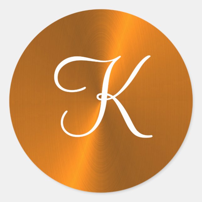 Adesivo Monograma de metal brilhante de bronze (Frente)