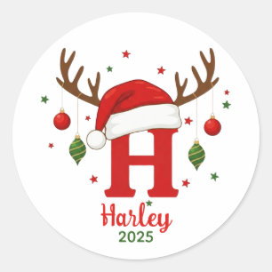 Adesivo Monograma de Natal Personalizado H Chapéu de Papai