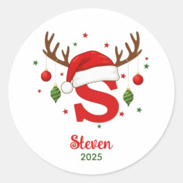 Adesivo Monograma de Natal Personalizado S Gorro de Papai 