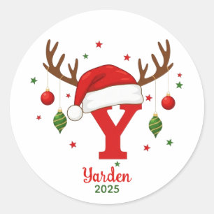 Adesivo Monograma de Natal Personalizado Y Chapéu de Papai