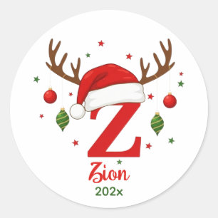 Adesivo Monograma de Natal Personalizado Z Chapéu de Papai