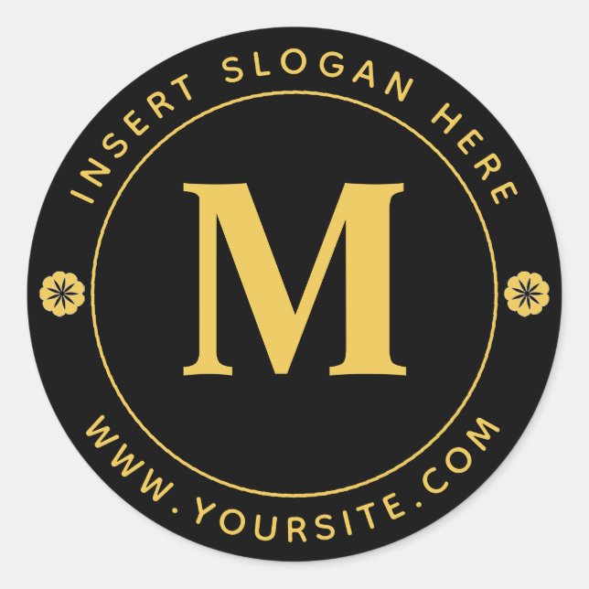 Adesivo Monograma de negócios personalizado preto Dourado (Frente)