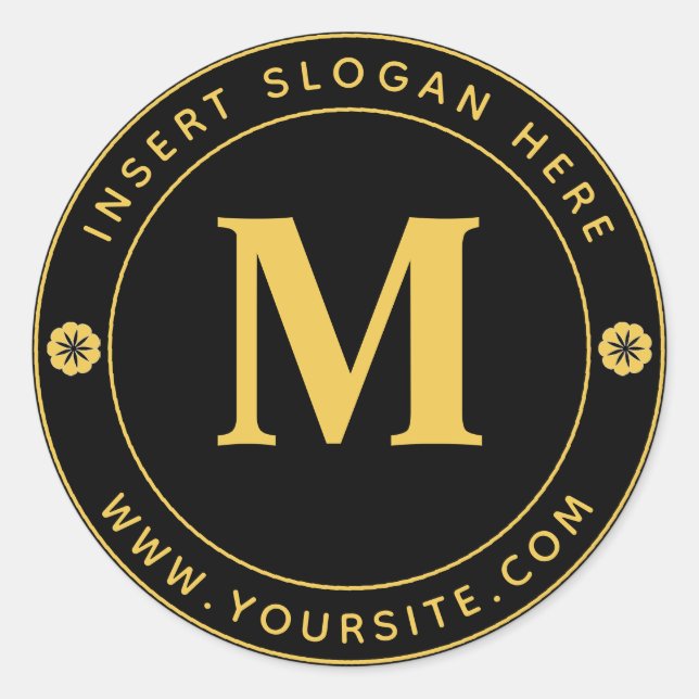 Adesivo Monograma de negócios personalizado preto Dourado (Frente)