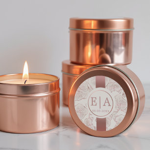 Adesivo Monograma de Noiva com Orquídea Rosa Po dusty Eleg