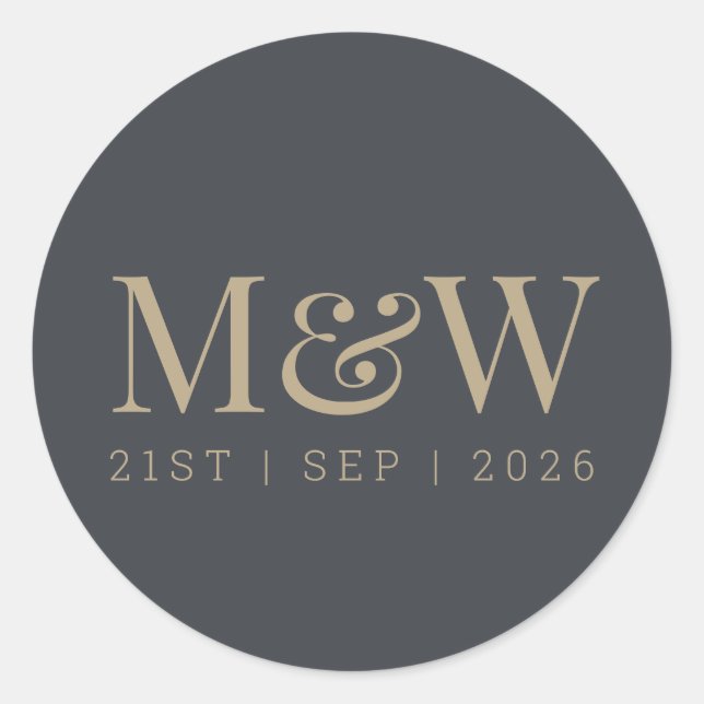 Adesivo Monograma de Noivas Douradas de Cinzas de Carvão M (Frente)