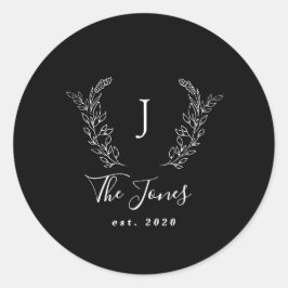 Adesivo Monograma de nome de família personalizado elegant