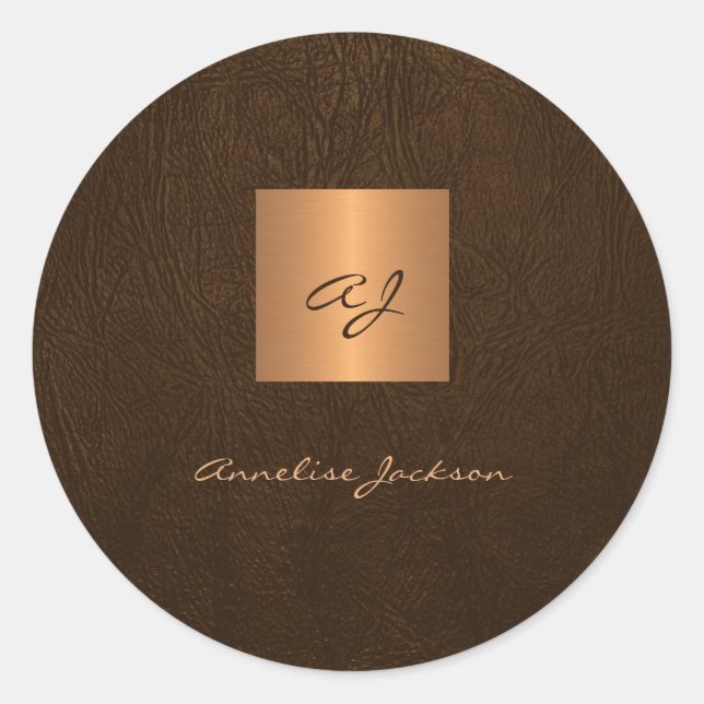 Adesivo Monograma de nome de letra cursiva elegante em cou (Frente)