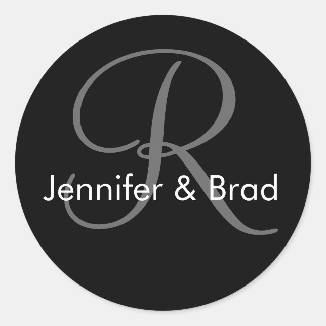 Adesivo Monograma de Nomes de Noite de Casamento R Sticker (Frente)
