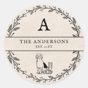 Adesivo Monograma de Oferta Mínima Neutral de Beige Novo