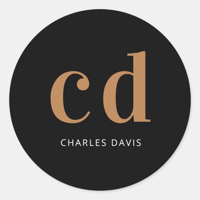 Adesivo Monograma de ouro preto - sigla minimalista modern (Frente)