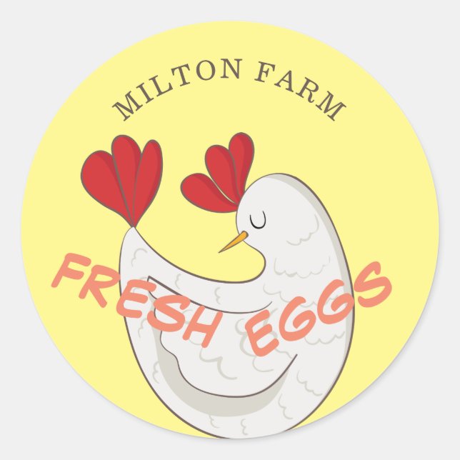 Adesivo monograma de ovos frescos com script fofo (Frente)